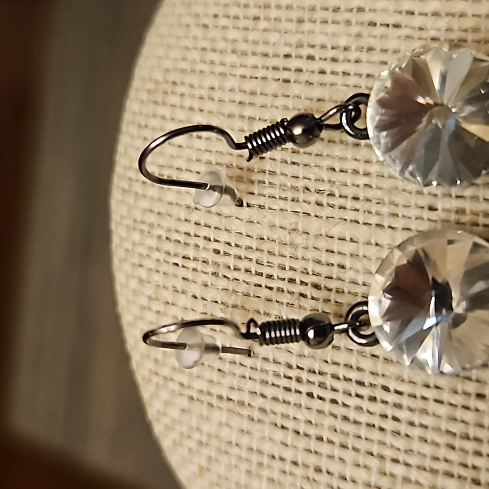 Long Clear Glass Earrings - Picture 4 of 6
